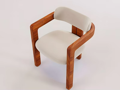 Modern Leisure Chair With Wooden Frame And Light Colored Cushion Design 3d model
