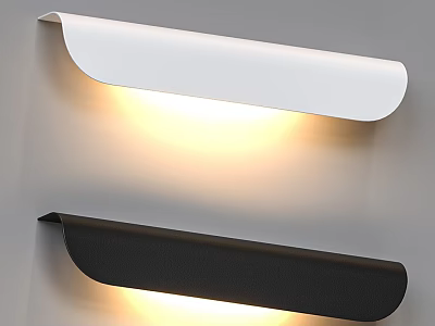 Modern White and Black Wall Sconces with Warm Light Mounted on Gray Wall 3d model