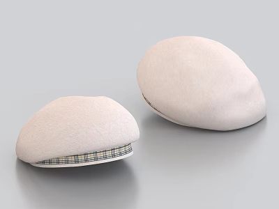 Two Stylish White Soft Hats with Plaid Trim on Brim 3d model Two Stylish White Soft Hats with Plaid Trim on Brim 3d model