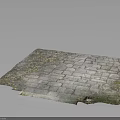 Weathered Stone Slab Terrain With Gray Tones Moss And Broken Edges 3d model