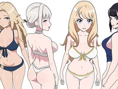 Swimwear Anime Girl Beautiful Girl Cartoon Girl Student Girl Anime Character Anime Character Game Girl 3d model