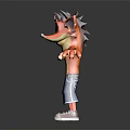 Cartoon Fox Character With Orange Fur Green Eyes Blue Shorts And Red Sneakers Arms Outstretched