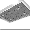 Modern Suspended Ceiling With Grid Panel Design And Recessed Lights White Frame Structure 3d model