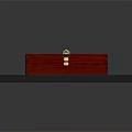 Decorative Ornament Set Featuring Red Wooden Box With Heart Key Design And Golden Lock