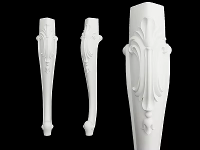 White Decorative Columns With Intricate Carved Floral Patterns And Elegant Design 3d model