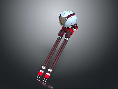 Bioinspired Robot Character With Spherical White Head And Red Mechanical Legs Design 3d model