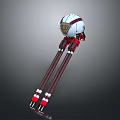 Bioinspired Robot Character With Spherical White Head And Red Mechanical Legs Design