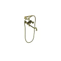 Brass Vintage Shower Faucet With Decorative Knobs And Intricate Carved Details