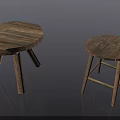 Rustic Wooden Leisure Chairs With Natural Wood Grain And Round Seat Design