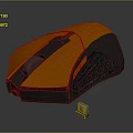 Modern Orange Black Gaming Mouse With Blue LED Lights And USB Receiver Striped Design