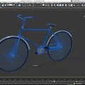 Vintage Blue Bicycle with Brown Seat and Silver Spoked Wheels on Gray Background