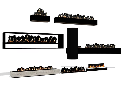 Modern Wall Mounted And Built In Fireplace Designs With Realistic Flame Effects For Home Decor 3d model