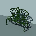Green Cast Iron Public Bench With Ornate Curved Patterns And Classic Design