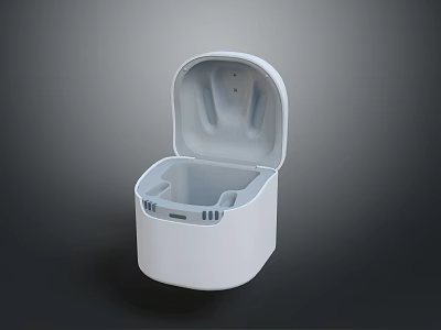 White Open Lid Computer Accessory Storage Case With Compact Interior Design 3d model