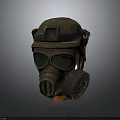Safety Helmet With Gas Mask And Green Goggles For Protective Wear