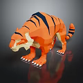 Low Poly Tiger 3D Model Featuring Orange Black Stripes White Paws And Reflective Surface 3d model