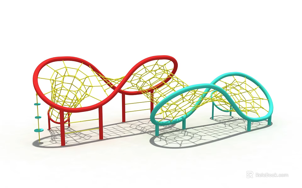 Colorful Wave Shaped Climbing Net Playground Equipment For Kids Outdoor Use 3d model 