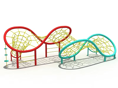 Colorful Wave Shaped Climbing Net Playground Equipment For Kids Outdoor Use 3d model