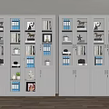 Modern White Bookcase With Glass Doors Shelves Books Decorative Items And Small Plants