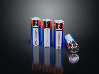 High Performance Blue Red Batteries Standing and Lying for Daily Household Appliances 3d model