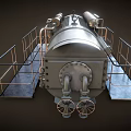 Industrial Machinery With Metal Structure Pipes Control Panel And Railing