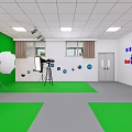 Professional Green Screen Studio Setup With Lighting Cameras Tripods And Windows 3d model