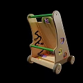 Wooden Baby Walker Toy with Colorful Gears Paddles and Rolling Wheels for Toddler Learning