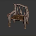 Natural Rustic Wooden Lounge Chair With Unique Handcrafted Design And Brown Seat
