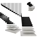 Modern Black And White Staircase Design With Geometric Steps And Railings