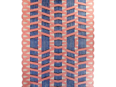 Modern Geometric Interlaced Woven Pattern Blue Pink Stylish Statement Area Rug For Home Decor 3d model