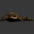 Realistic 3D Rendered Crocodile With Open Mouth On Grey Background And Shiny Reflection