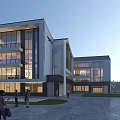 Modern Detached Villa Exterior With Glass Facade Balcony And Lawn Area