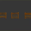 Three Orange Wooden Outdoor Benches with Smooth Surface and Durable Design