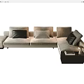 Light Gray L shaped Sectional Sofa With Black Gray Cushions And Side Table 3d model