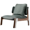 Stylish Green Leather Leisure Chair With Walnut Wood Frame And Thick Cushion