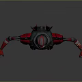 Futuristic Robot Character With Mechanical Design Red Black Color Helmet Head And Jointed Limbs