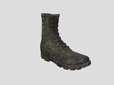 Military Style High Top Green Lace Up Boots With Durable Outdoor Tactical Design 3d model