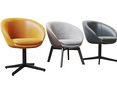 Modern Office Chairs Yellow Gray Dark Gray Upholstered with Swivel Base and Wooden Legs 3d model