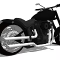 Black Custom Motorcycle With Sleek Design Large Spoked Wheels And Chrome Exhaust Pipes