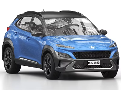 Blue Hyundai Compact SUV With Black Roof And Modern Exterior Design 3d model