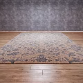 Classic Square Rug with Intricate Floral Pattern on Wooden Floor Against Gray Wall