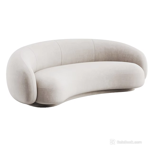 Modern Curved Light Colored Multi Person Sofa With Soft Velvet Upholstery And Elegant Design 3d model 