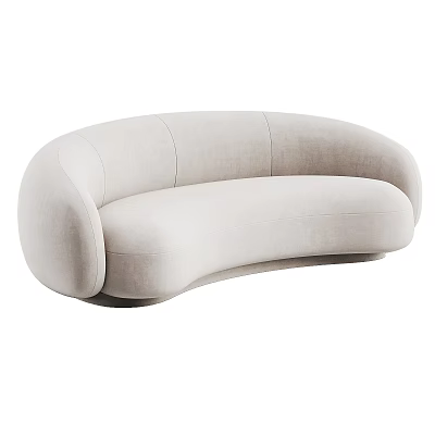 Modern Curved Light Colored Multi Person Sofa With Soft Velvet Upholstery And Elegant Design 3d model