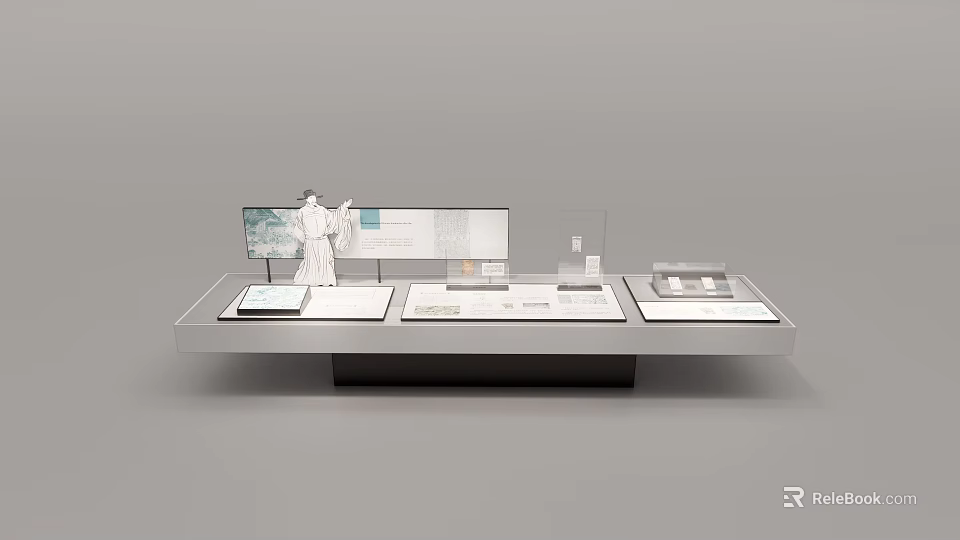 Modern Exhibition Display Stand With Digital Screens And Multiple Exhibit Areas 3d model 