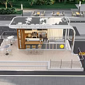 Modern Container Building Café Design With Glass Roof And Outdoor Seating Area