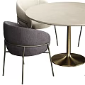Modern Round Dining Table And Chairs Set With Upholstered Seats And Metal Legs