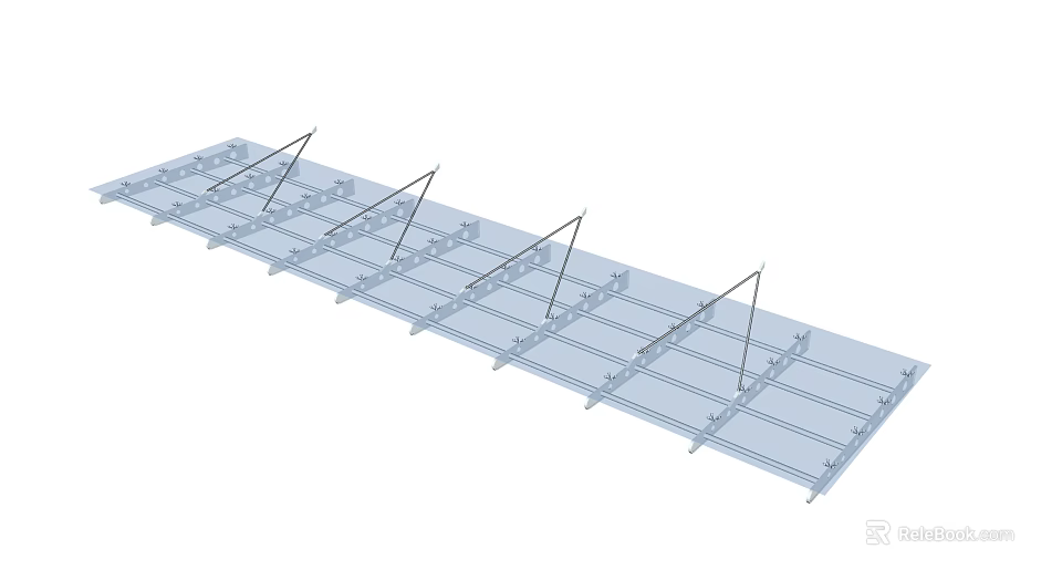 Durable Metal Awning Frame Structure With Multiple Support Brackets And Crossbars 3d model