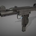Tactical Submachine Gun With Metallic Barrel Grip And Adjustable Stock Design