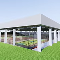 Indoor Basketball Gym Interior With Multiple Courts Red Seats And Metal Roof Structure