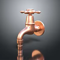 Vintage Copper Faucet With Classic Handles And Shiny Polished Surface